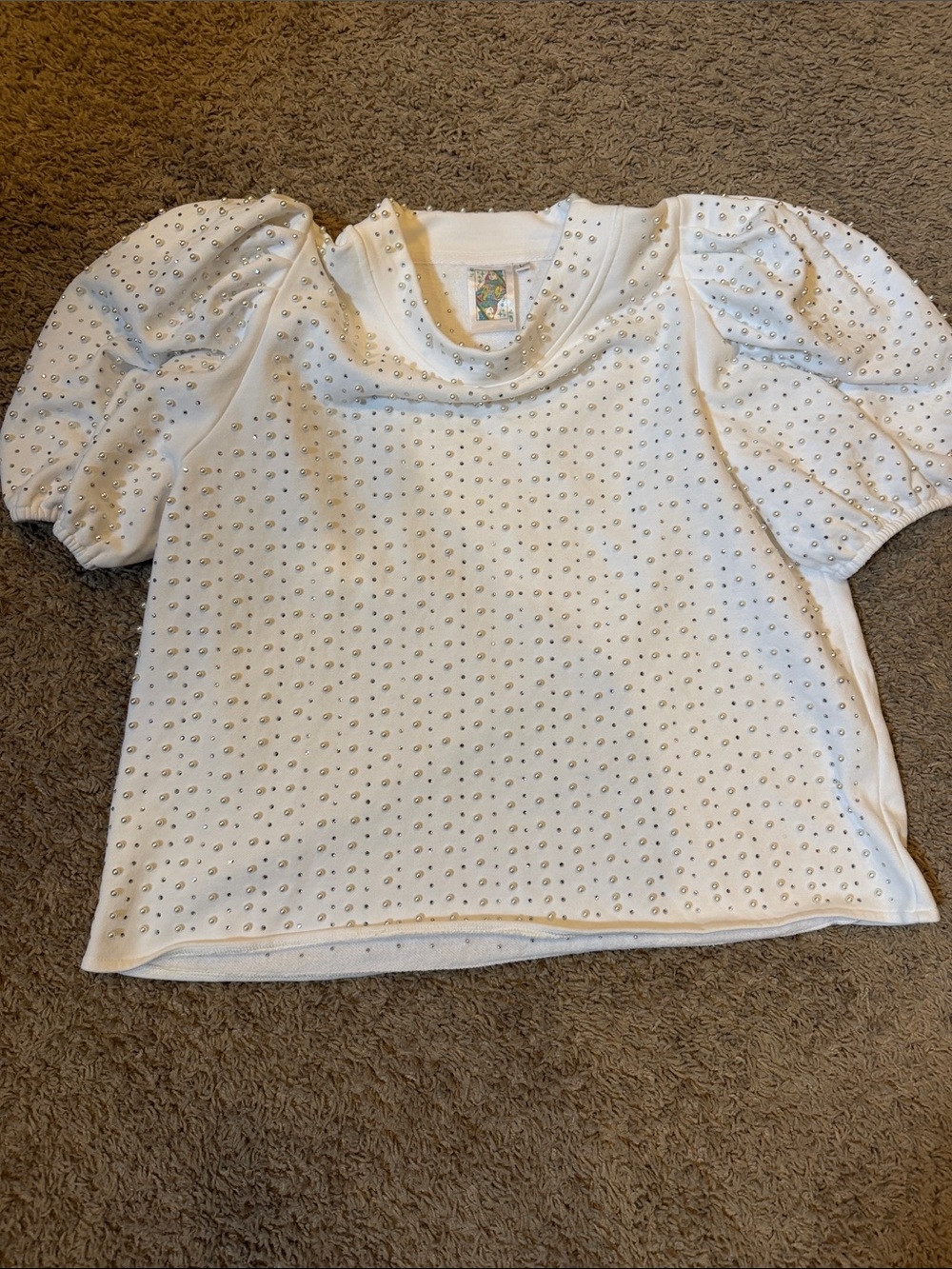 Queen of sparkle size large beaded in rhinestone shirt